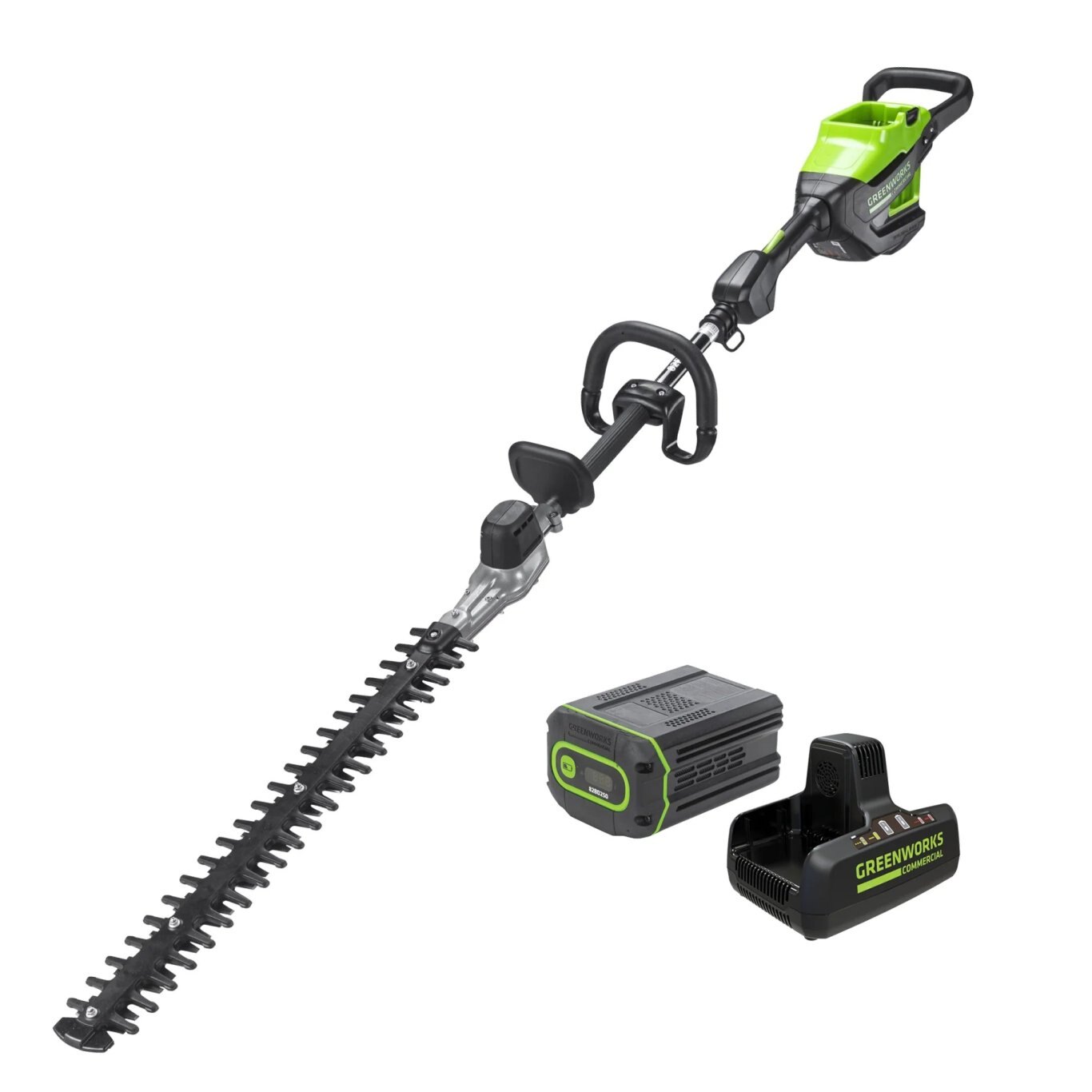 Greenworks GW82V Prosumer Short Pole Hedge Trimmer with 2.5Ah Battery & 8A DP Charger | 82PH30F1