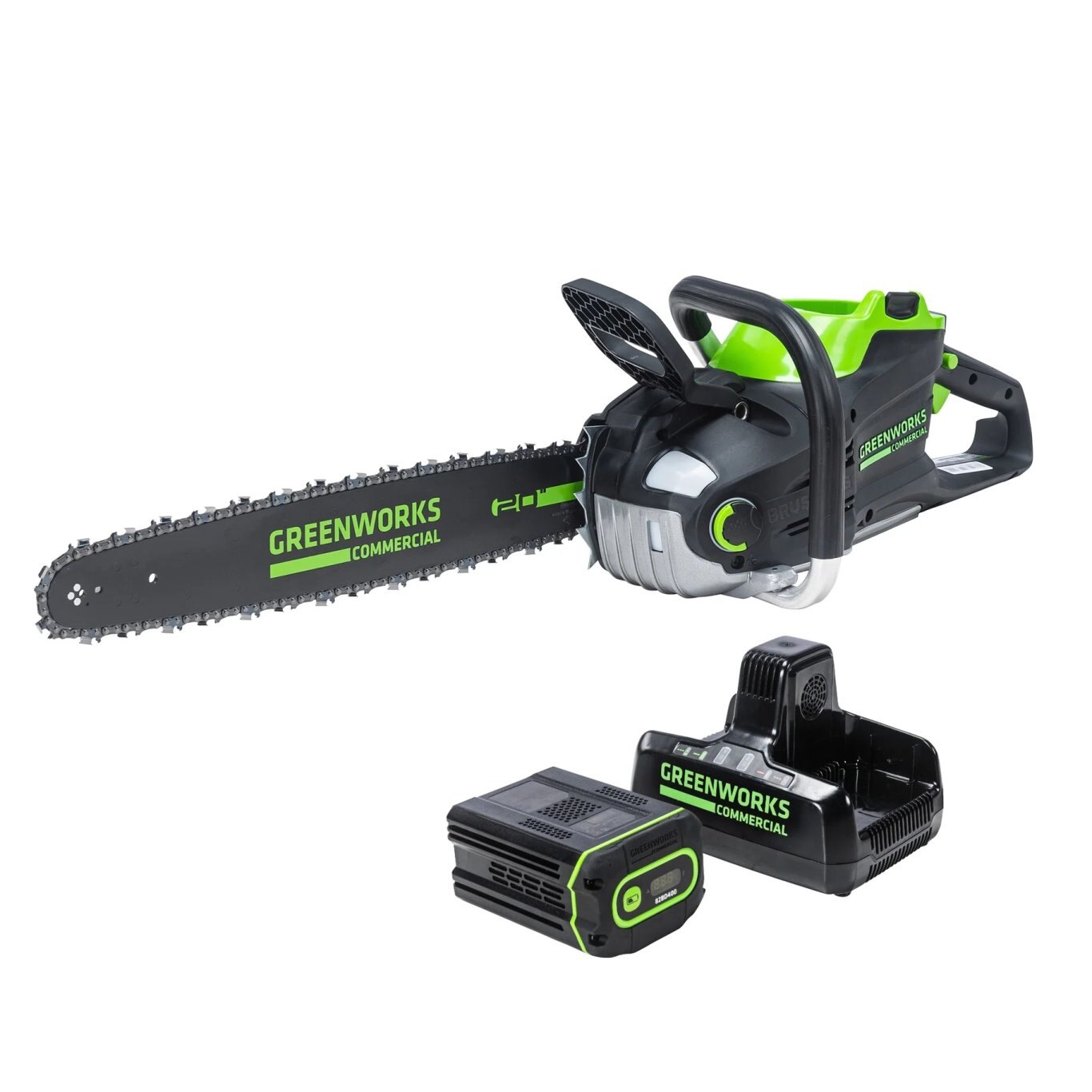 Greenworks 82V 20 3.4kW Chainsaw with 4Ah Battery and Dual Port Charger | 82CS34-4DP