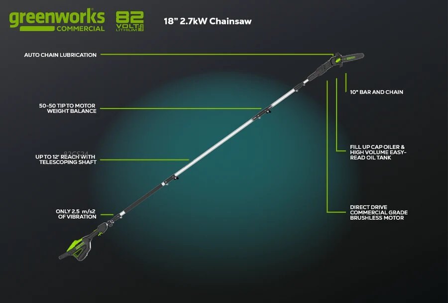 Greenworks 82V Polesaw with Split Shaft Tool Only | 82PS10