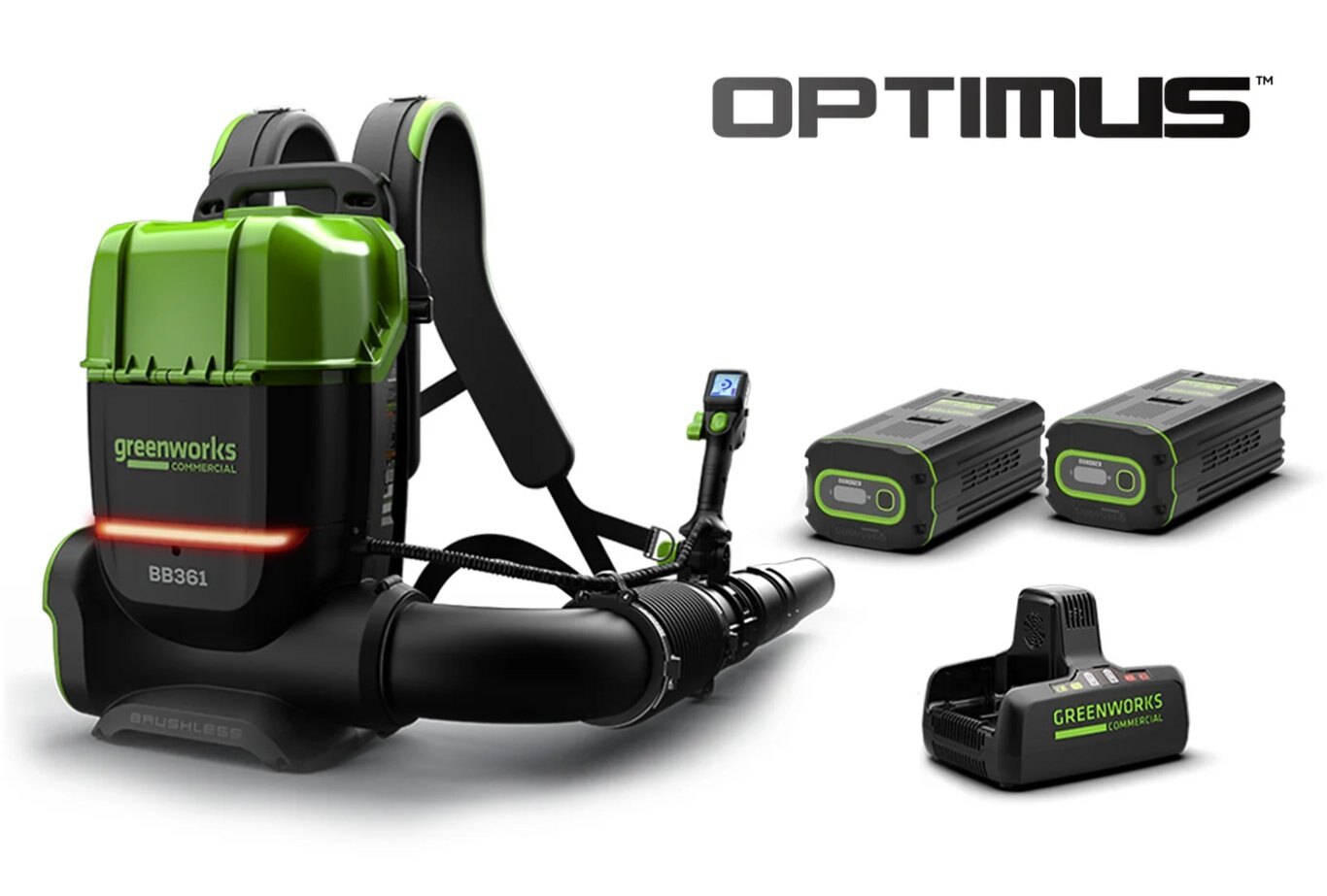 Greenworks Optimus 82V 755 CFM Dual-Port Backpack Blower with (2) 8Ah Batteries and Dual Port Charger | BB361-82DP