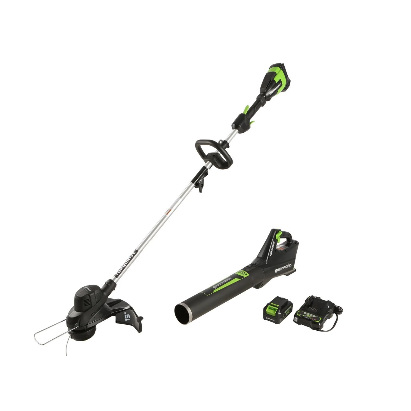 Greenworks 48-Volt Trimmer & Blower Combo Kit with Battery & Charger | 48BTCK