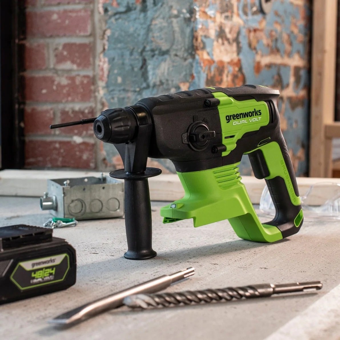 Greenworks 48V/24V Dual Volt SDS Plus 2J Rotary Hammer Tool Only | 24BRH1