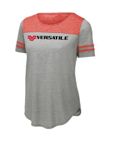 Versatile Womens Tri-Blend Red & Grey Fan Tee