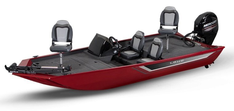 2026 Lowe Boats Skorpion 17 Candy Apple Red Exterior Gray Carpeted Interior