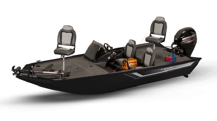 2026 Lowe Boats Skorpion 16 Black Exterior Gray Carpeted Interior