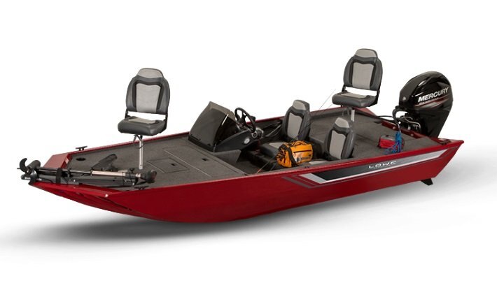 2026 Lowe Boats Skorpion 16 Candy Apple Red Exterior Gray Carpeted Interior