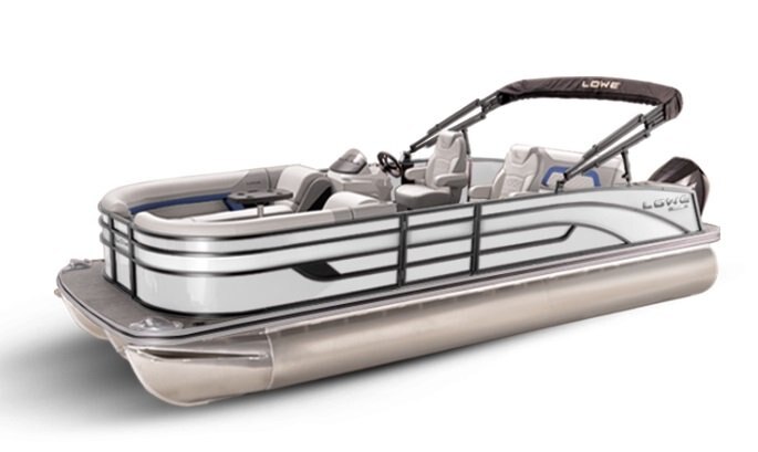 2026 Lowe Boats SS 230 DL White Metallic Exterior Grey Upholstery with Blue Accents