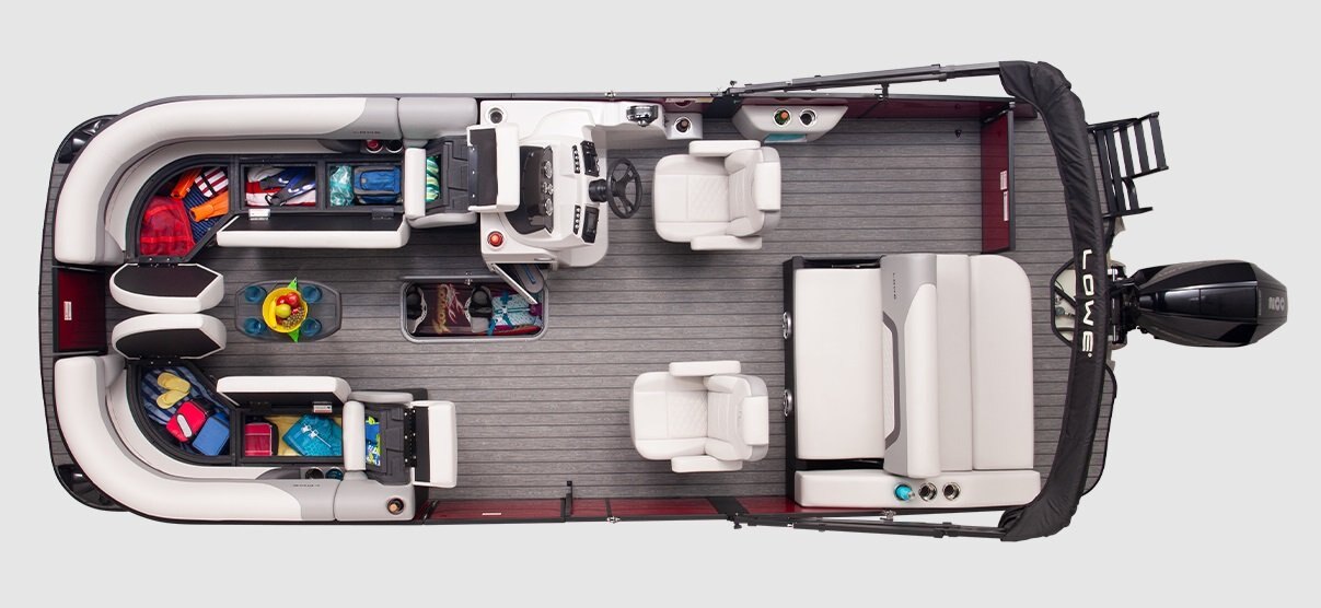 2026 Lowe Boats SS 230 DL White Metallic Exterior Grey Upholstery with Blue Accents