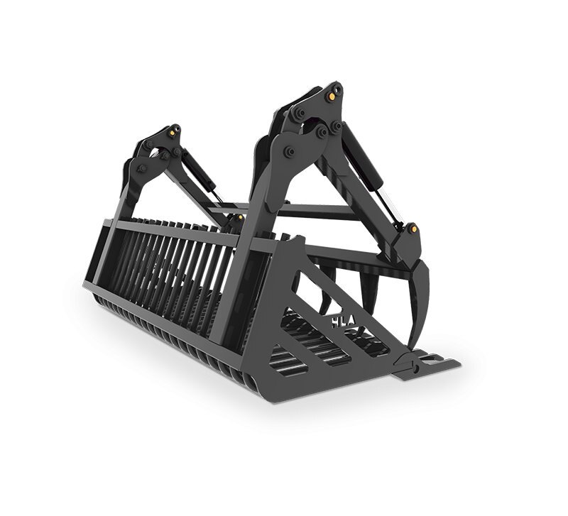 HLA Regular Duty Stone Fork with Retainer Style Tine & Skidsteer Grapple