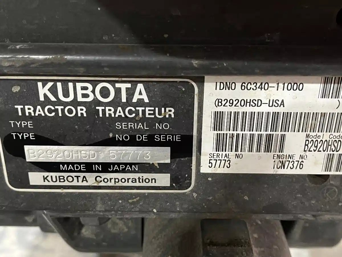 2012 Kubota B2920HSD