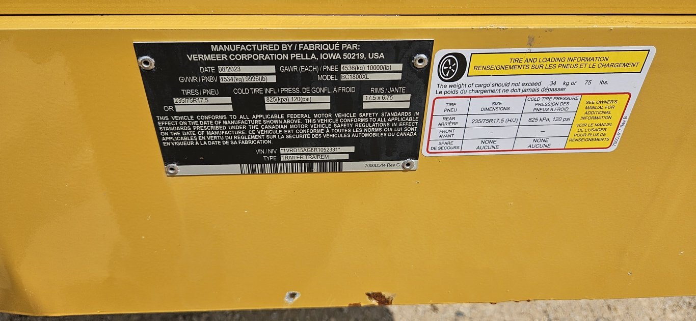 Vermeer BC1800XL GAS BRUSH CHIPPER