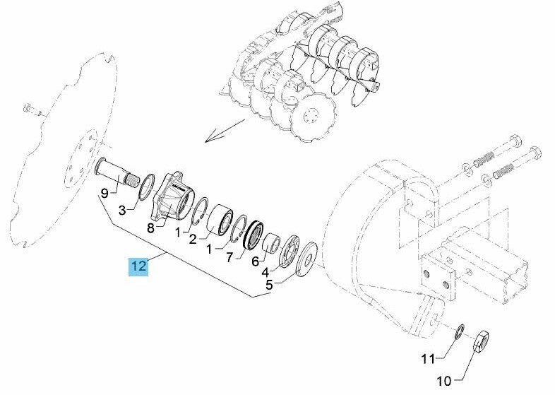 LEMKEN Heliodor 8 Disc Bearing Assembly REAR ROW