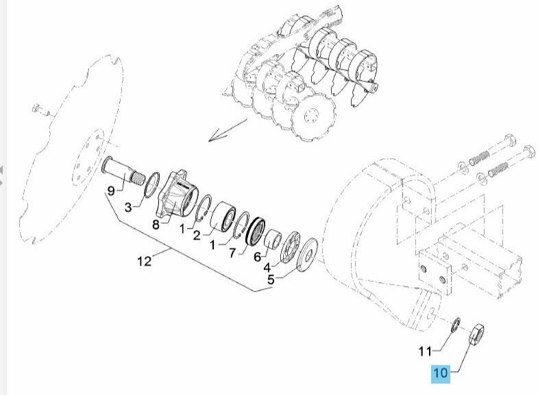 Lemken Heliodor 8/9 Rear Disc Bearing Nut