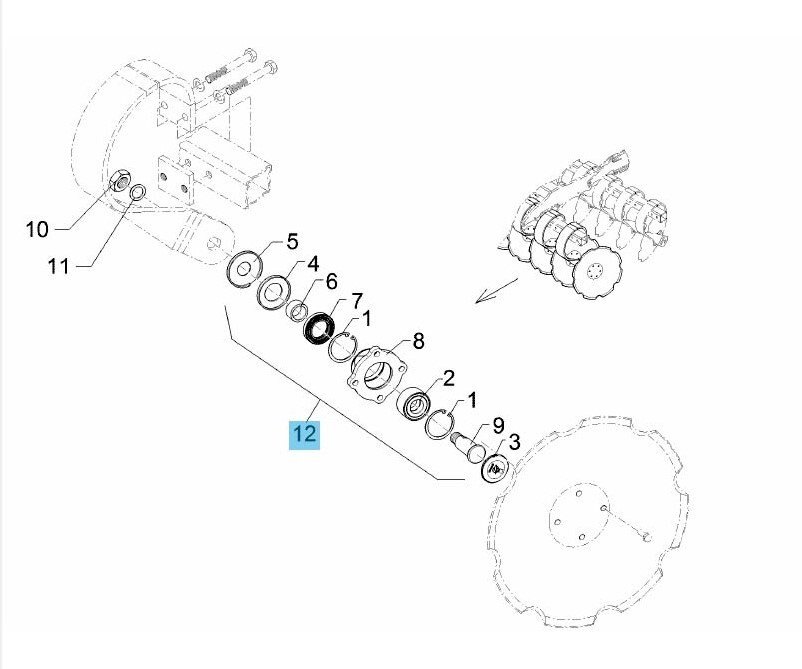 LEMKEN Heliodor 9 Disc Bearing Assembly FRONT ROW