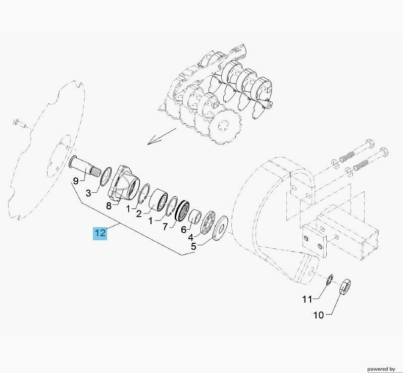 LEMKEN Heliodor 9 Disc Bearing Assembly REAR ROW