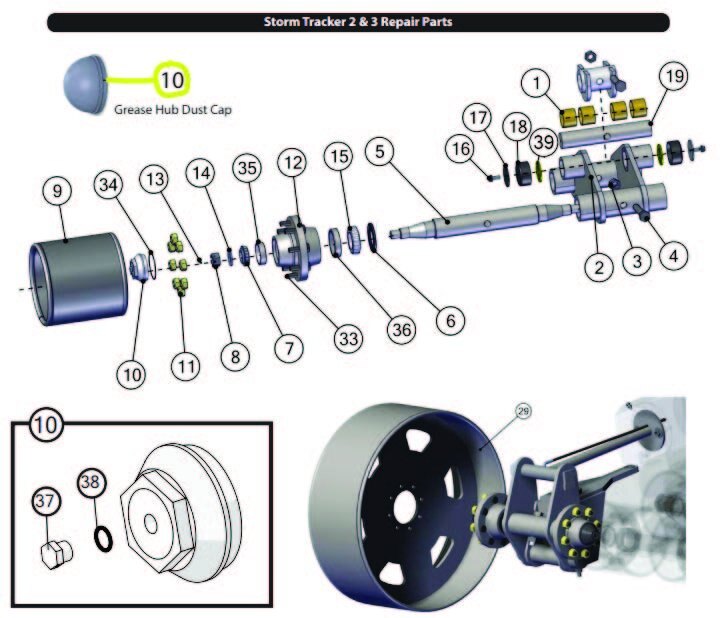 J&M G848 Hub Dust Cap (Grease Hub)