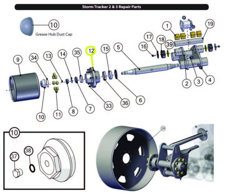 J&M G848 Hub Oil Bath Hub w/ Studs, Nuts & Races