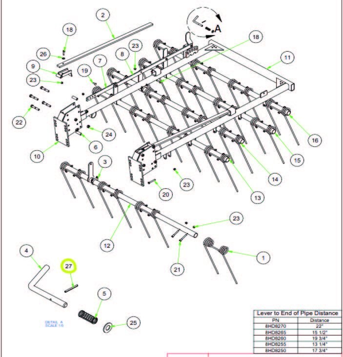 Summers Harrow Adjustment pin Roll pin