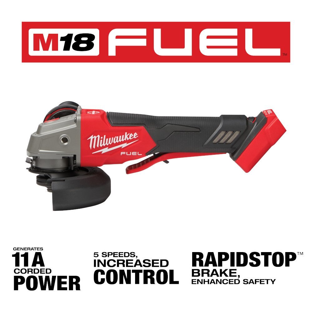 M18 FUEL™ 4 1/2 / 5 Variable Speed Braking Grinder, Paddle Switch No Lock