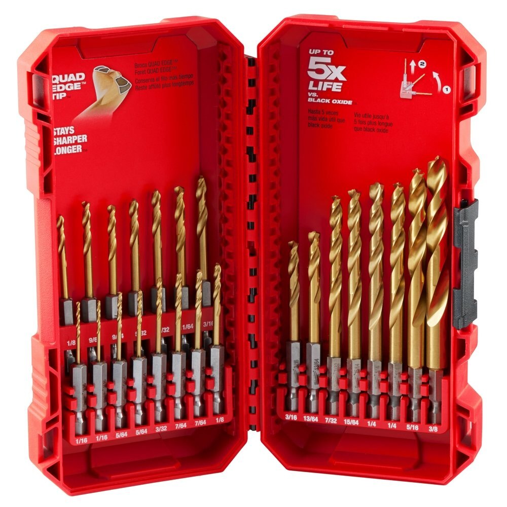 SHOCKWAVE Impact Duty™ RED HELIX™ Titanium Drill Bit Set – 23PC