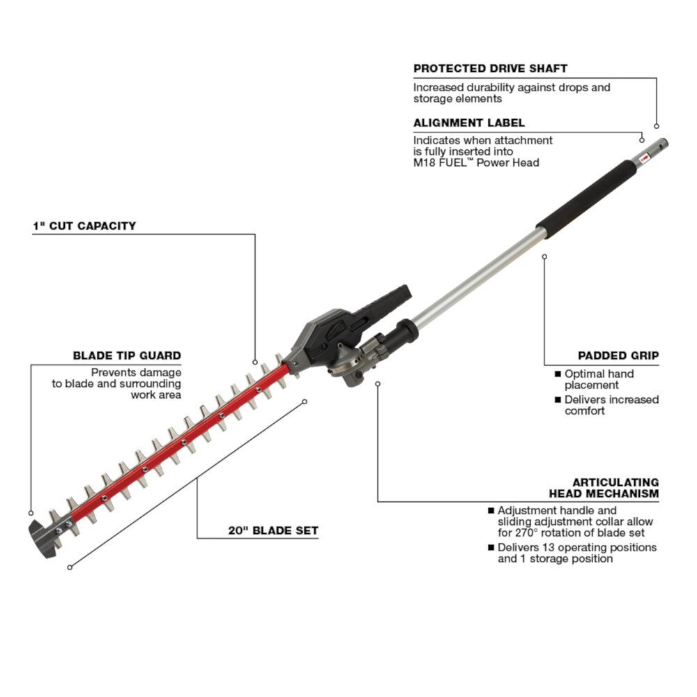 M18 FUEL™ QUIK LOK™ Articulating Hedge Trimmer Attachment