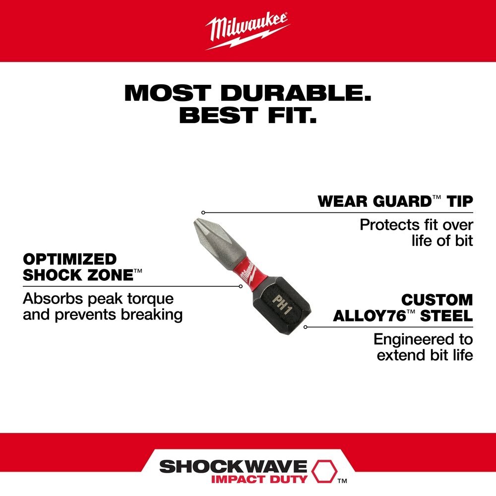 SHOCKWAVE™ Impact Phillips #2 Insert Bits 5PK