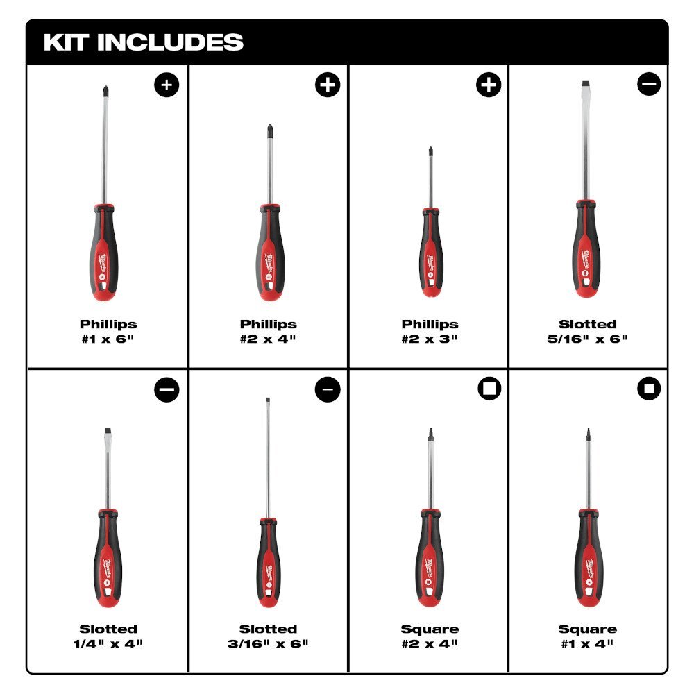 8pc Screwdriver Kit w/ Square