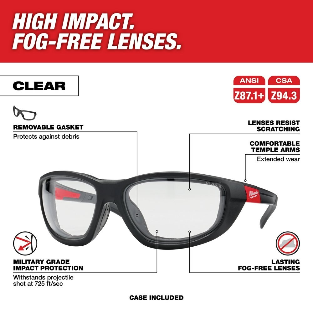 Clear High Performance Safety Glasses with Gasket