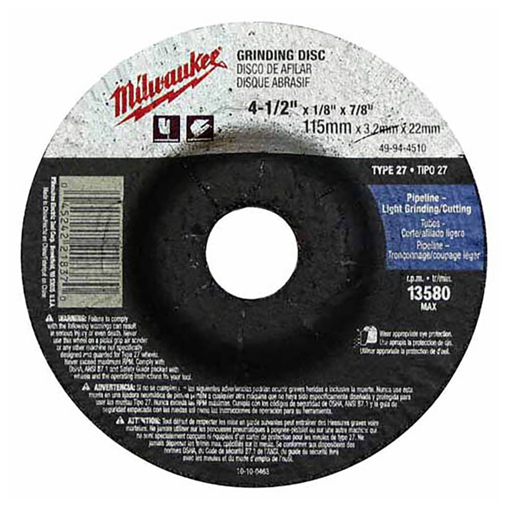 4 1/2 in. x 1/4 in. x 7/8 in. Grinding Wheel (Type 27)