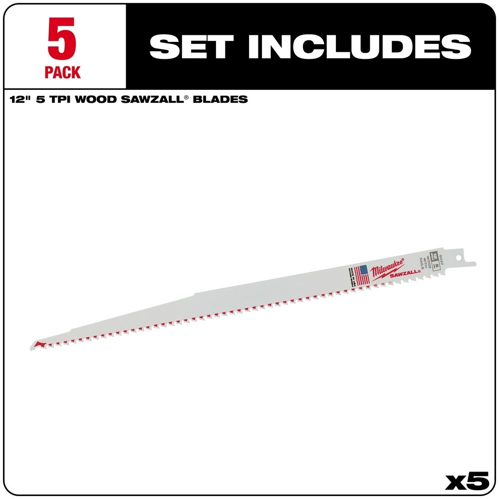 12 in. 5 TPI SAWZALL® Blades 5PK