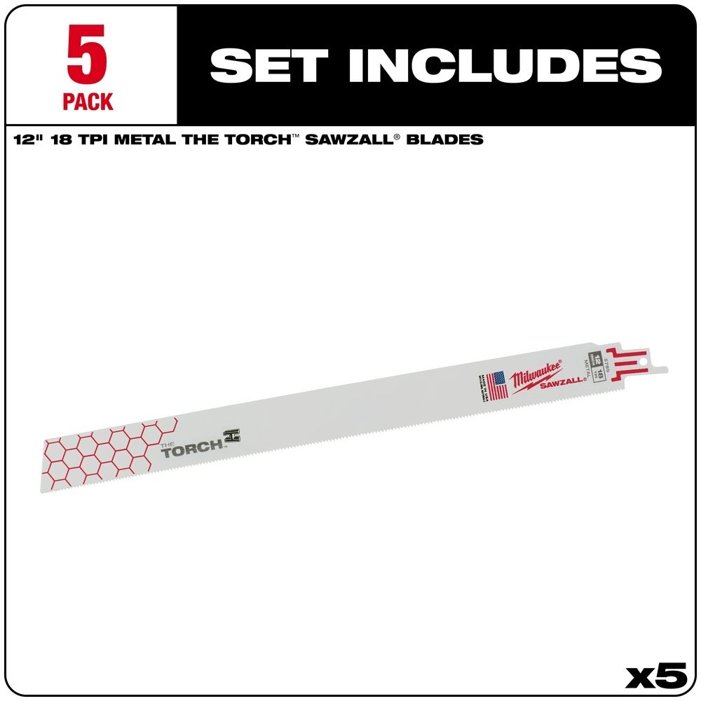 12 in. 18 TPI THE TORCH™ SAWZALL® Blade 5PK