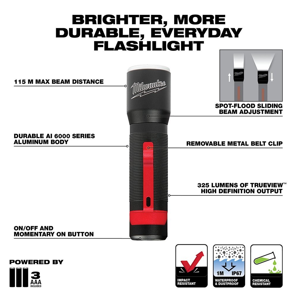 325 Lumen LED Focusing Flashlight w/Holster