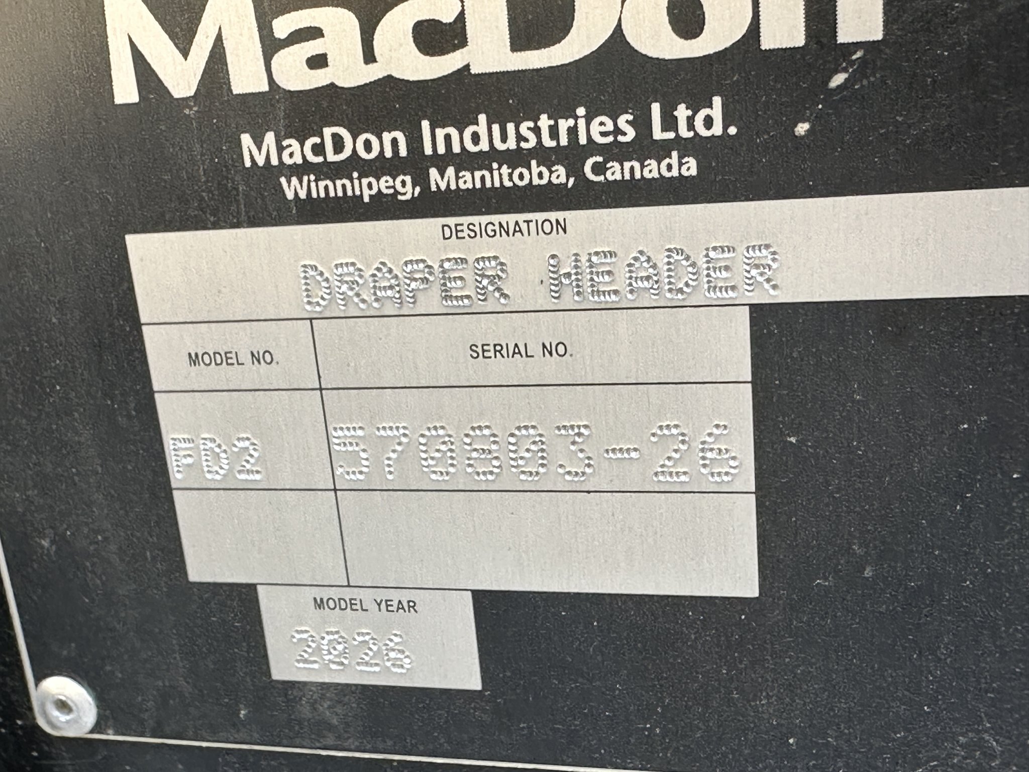 2026 MacDon FD240+ Header, New