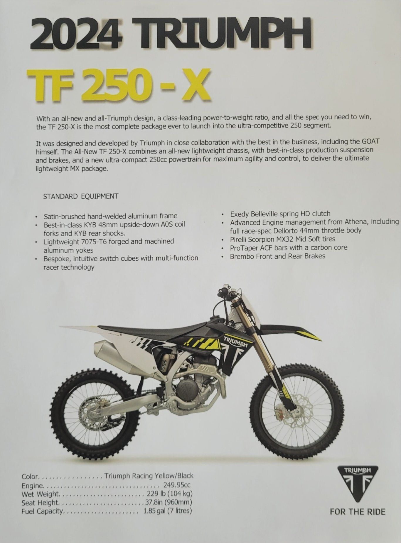 2024 Triumph TF 250 X Motocross