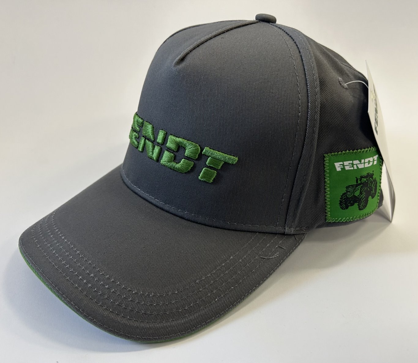 Grey Fendt Hat Green Tractor Patch On Side