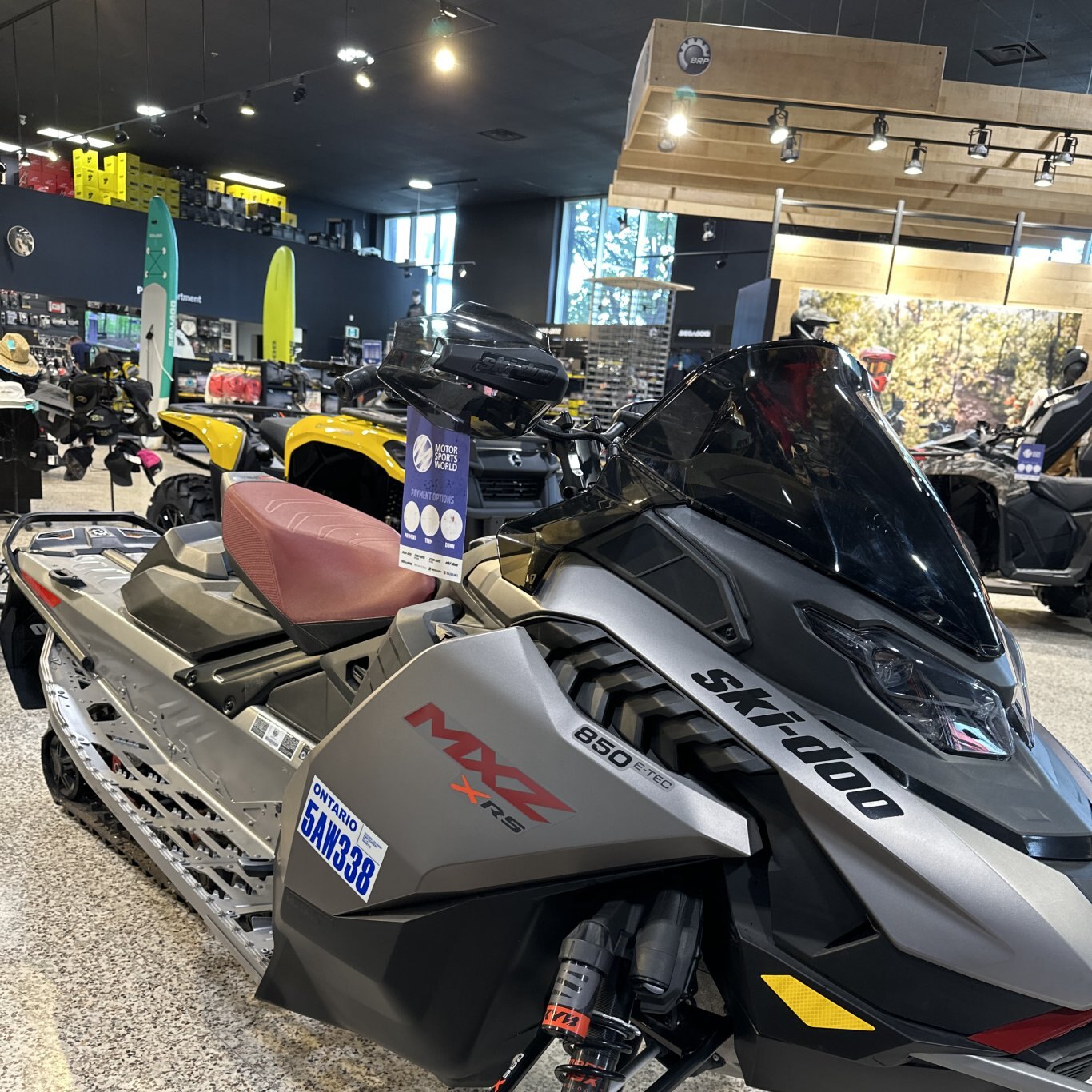 2023 Ski Doo MXZ X RS Rotax® 850 E TEC® Platinum Silver/Spartan Red