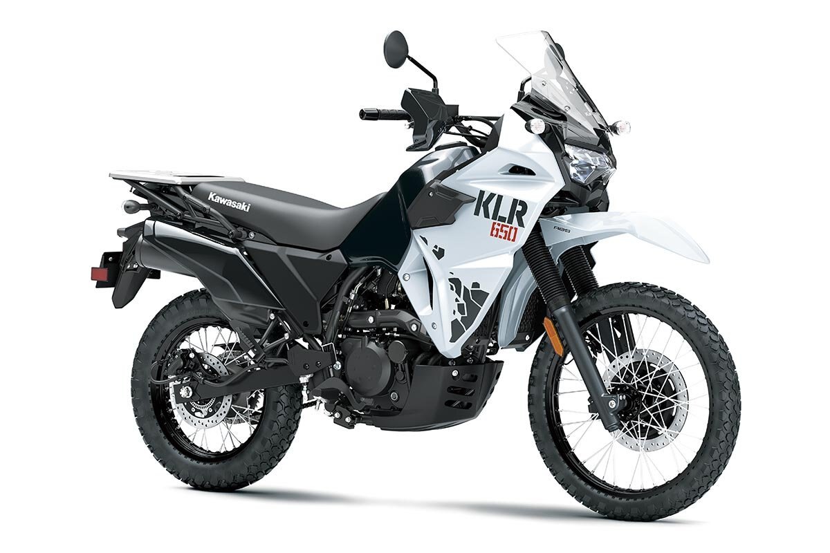 2025 Kawasaki KLR650 Pearl Crystal White / Metallic Carbon Gray