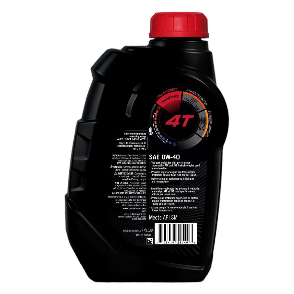 4T 0W 40 Synthetic Oil 1 QT / 946 ml