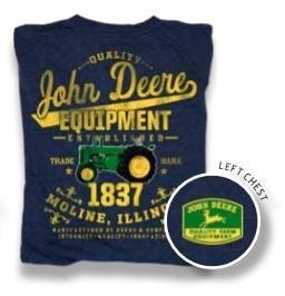 John Deere Mens Vintage Logo Blue T Shirt