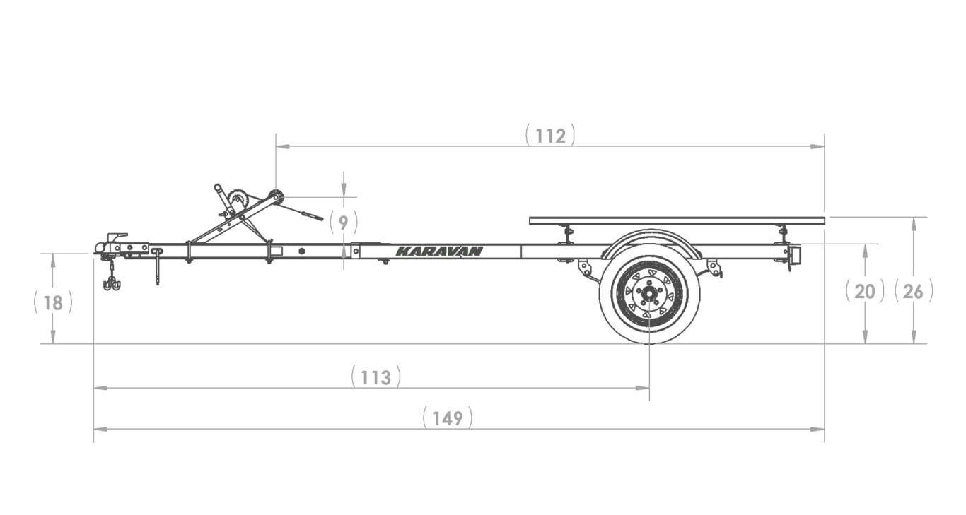 Karavan Single Watercraft Steel Trailer WCE125046LB WITH ALUMINUM RIMS & 1000LBS TONGUE JACK