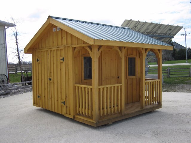 10x11 Shed with Porch and Railing