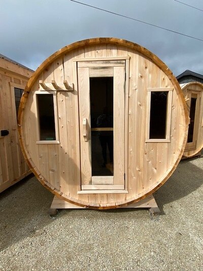 7x8 Barrel Sauna with Tarp