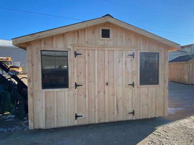 8x12 Outdoor Shed, Stained w/ Dormer