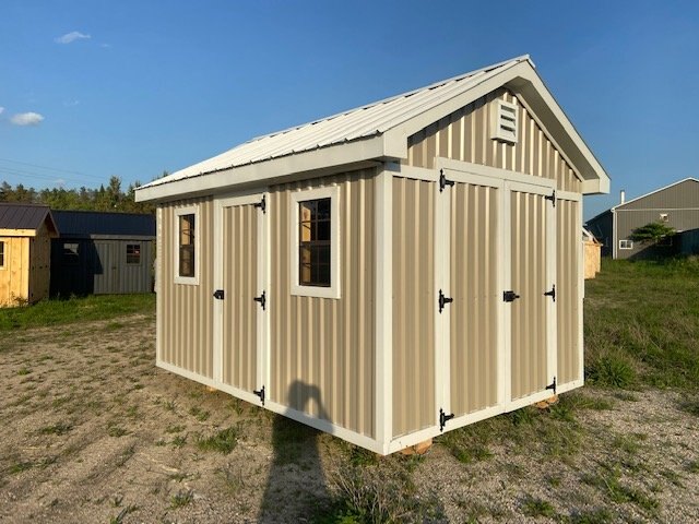 9x12 Metal Shed, Tan & White