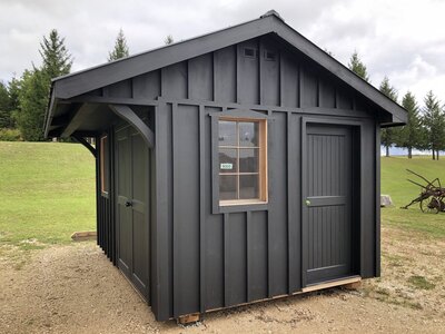 9x12 Wooden Pool Shed with 2-Foot Overhang