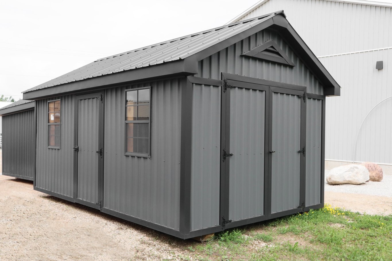 10x16 Metal Shed, Graphite Grey & Ebony