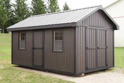 10x16 Metal Shed, Sepia Brown & Ebony