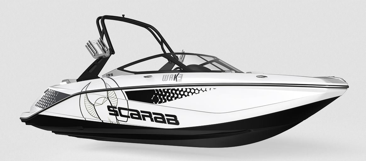 2024 Scarab Jet 195 WAKE ID BLACK/VELOCITY WHITE W/GRAPHICS