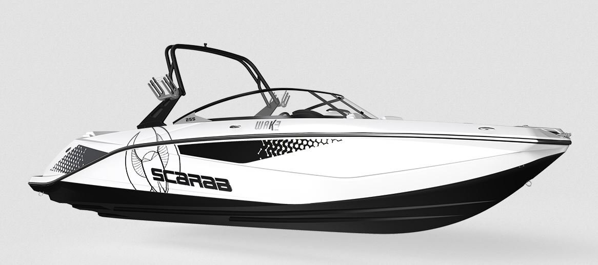 2024 Scarab Jet 255 WAKE ID BLACK/VELOCITY WHITE W/GRAPHICS