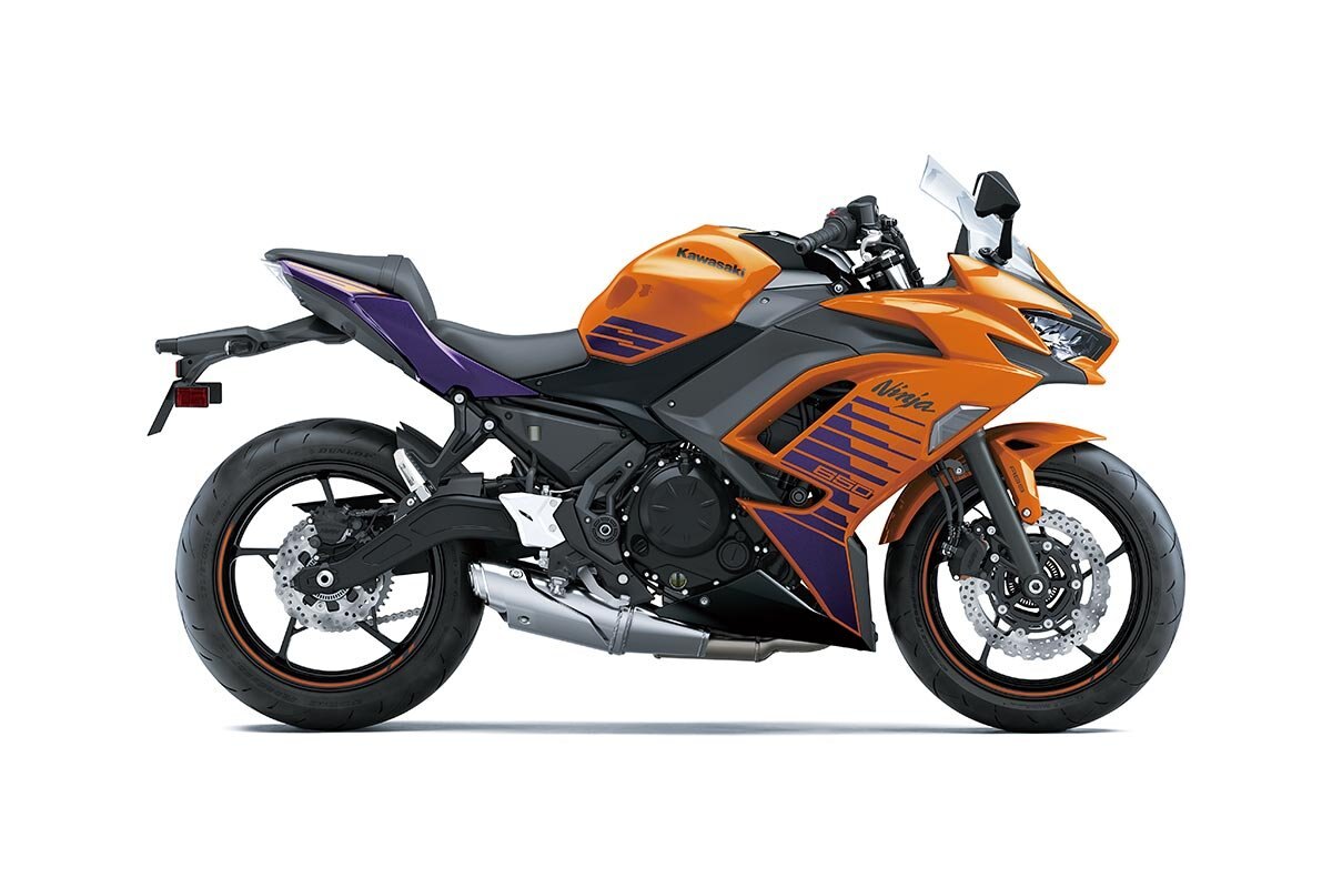 2025 Kawasaki NINJA 650 Candy Steel Furnace Orange / Metallic Spark Black / Metallic Royal Purple